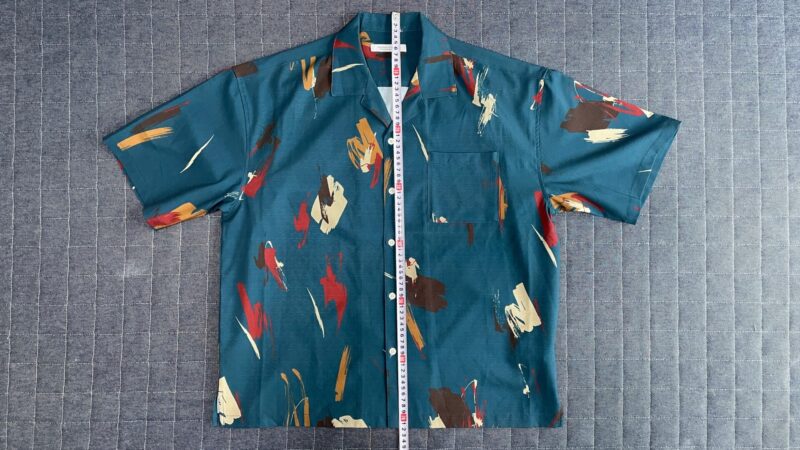 SPLASH P/SLUB オープンカラー柄シャツ“総柄”の襟を含めた着丈サイズ